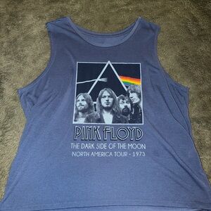Pink Floyd Blue Graphic Muscle Tank with Tour Print